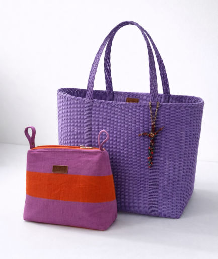 Lavender Basket Bag & Cooler Pouch Set
