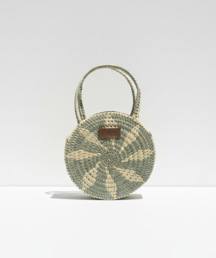 Sage Round Palm Leaf Bag