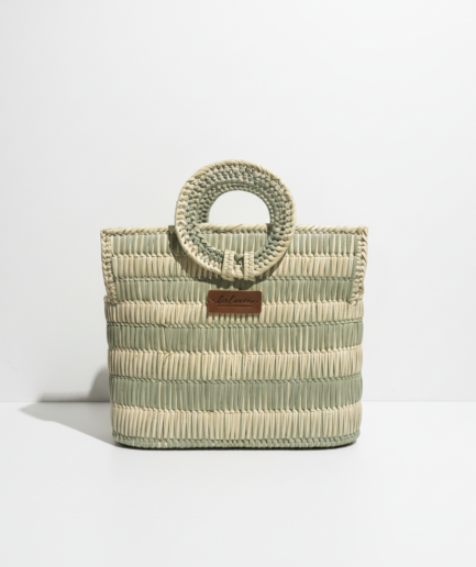 Sage Square Palm Leaf Bag