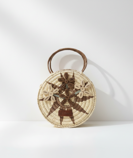 Flora Round Palm Leaf Bag
